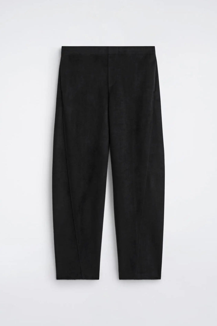 WOOL-BLEND RELAXED-FIT BARREL-LEG TROUSERS