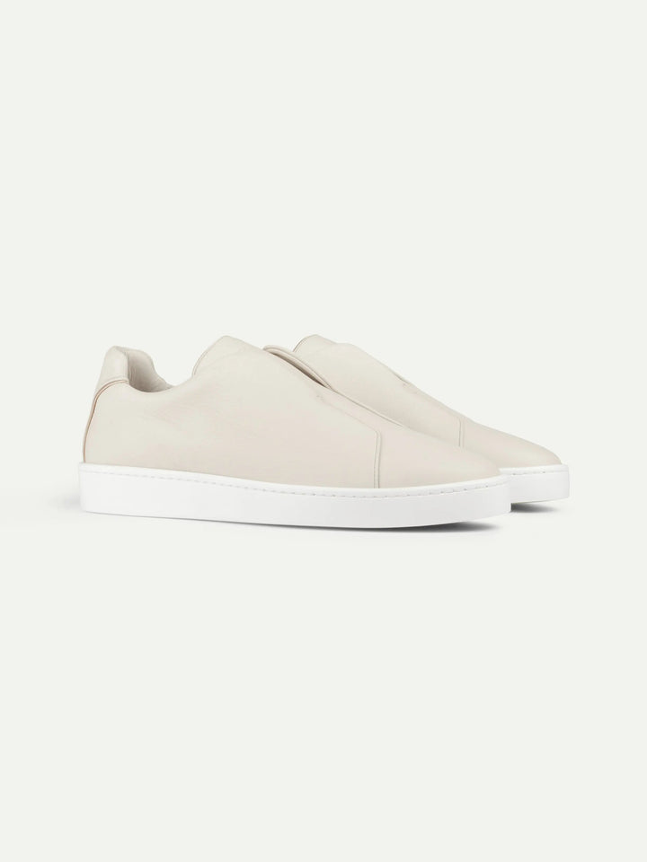 Leather Laceless Sneakers Beige