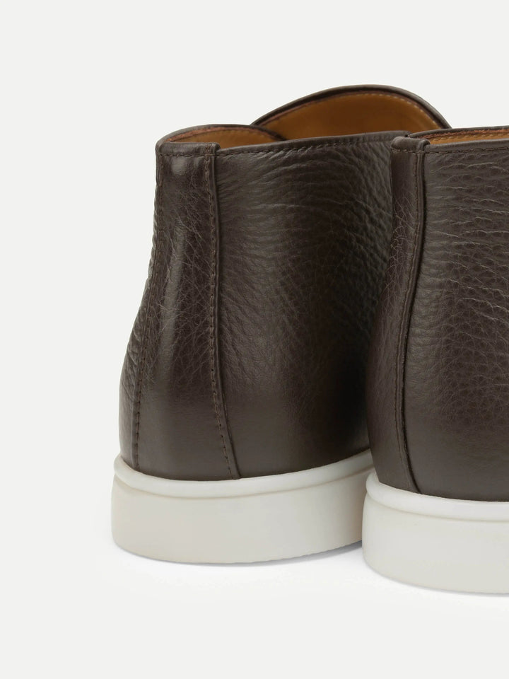 Leather High Loafers Dark Brown