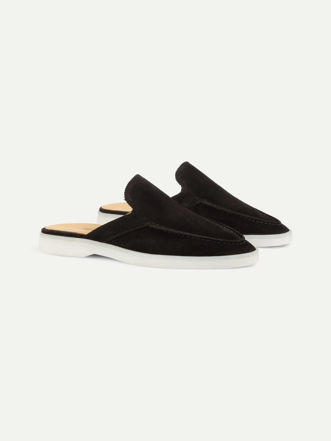Open Suede Loafers Black