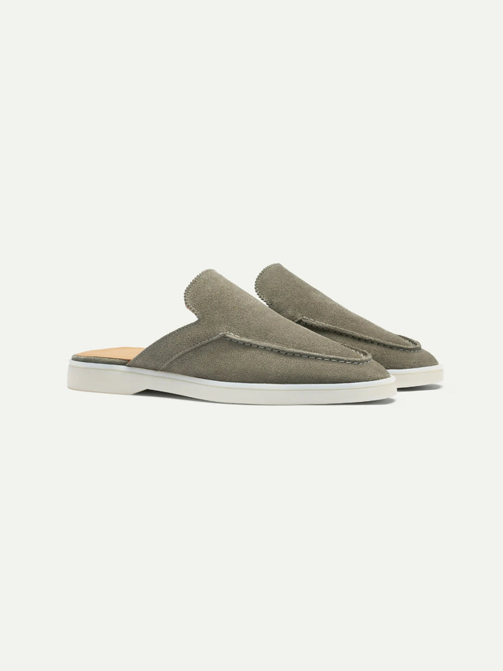 Open Suede Loafers Green
