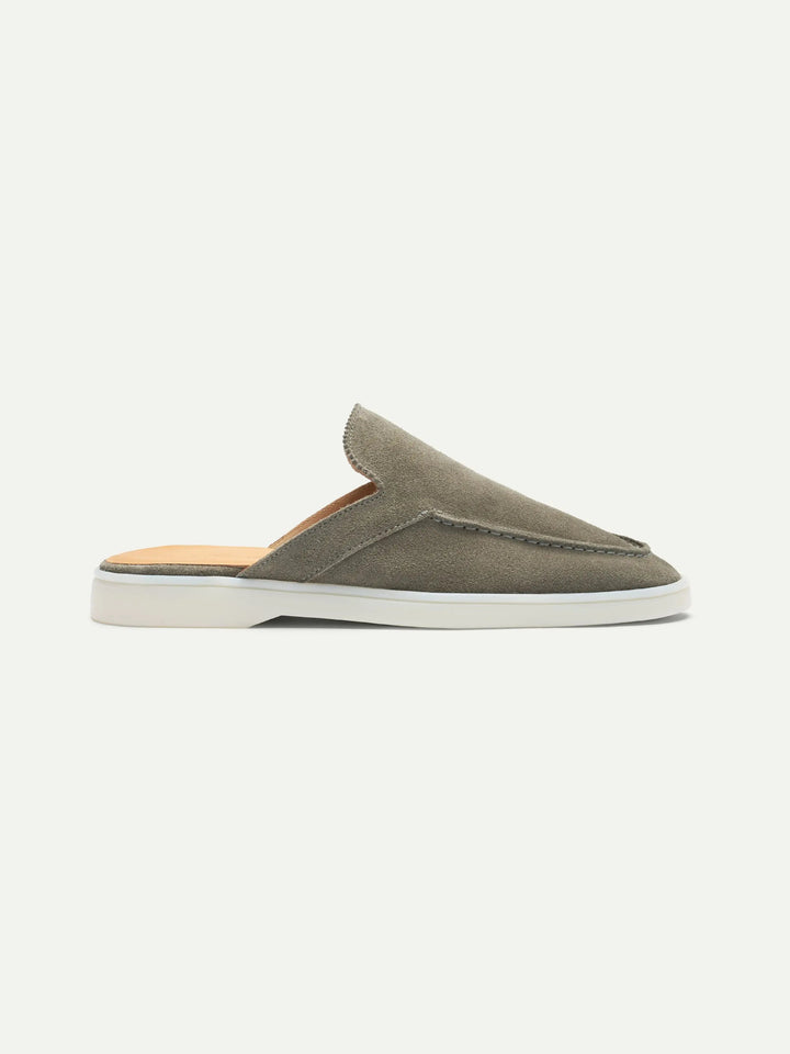 Open Suede Loafers Green