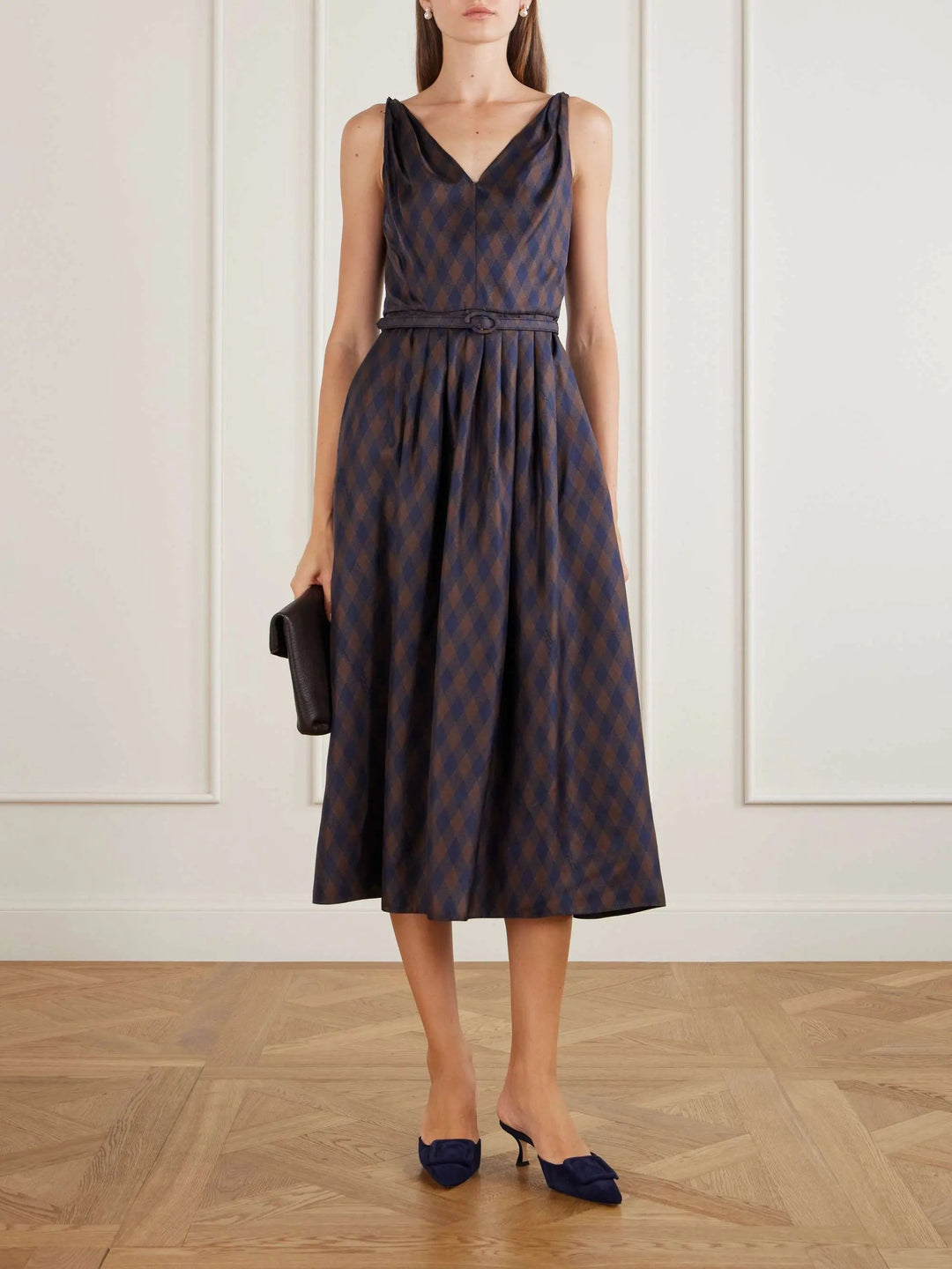 Silk-twill midi dress
