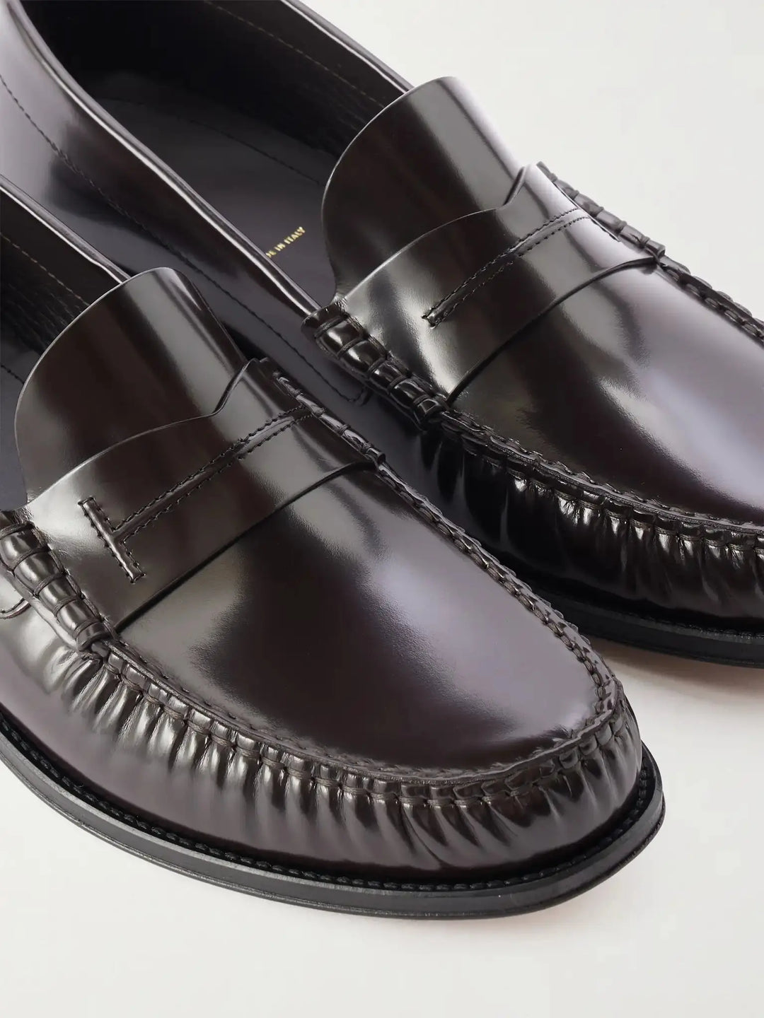 Polished-Leather Loafers Brown