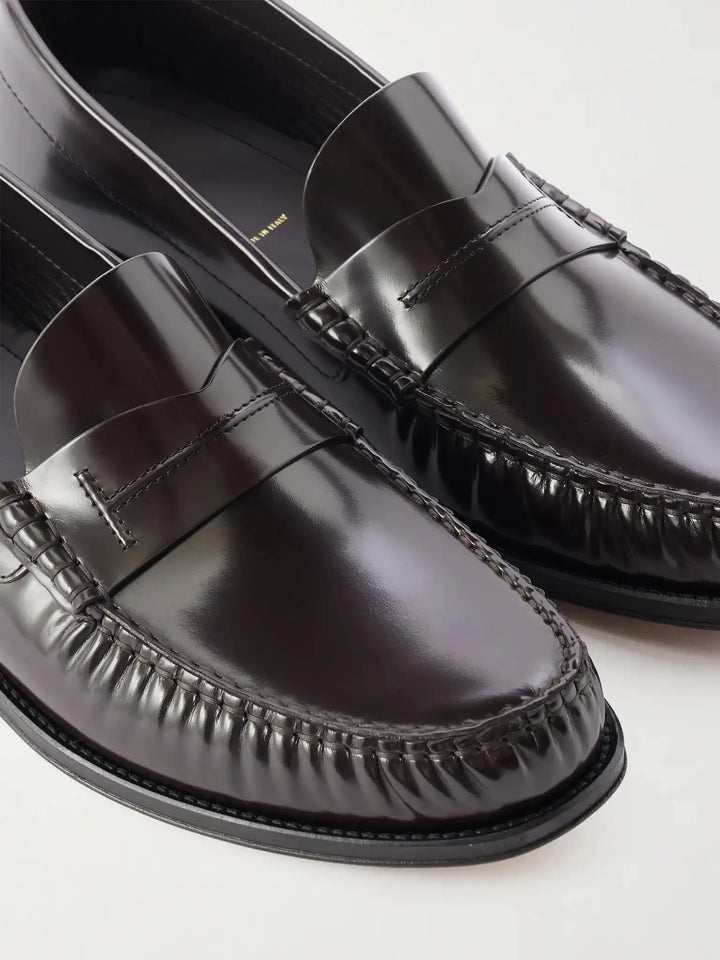Polished-Leather Loafers Brown