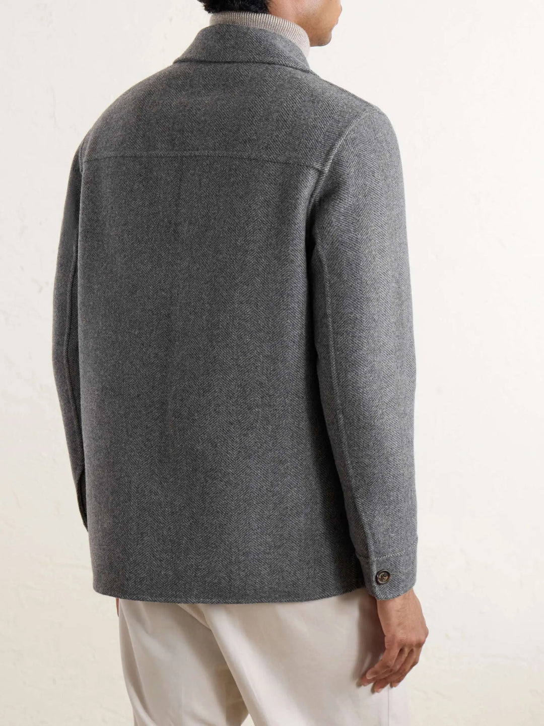 Herringbone Wool and Cashmere-Blend Overshirt