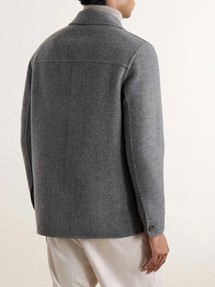 Herringbone Wool and Cashmere-Blend Overshirt