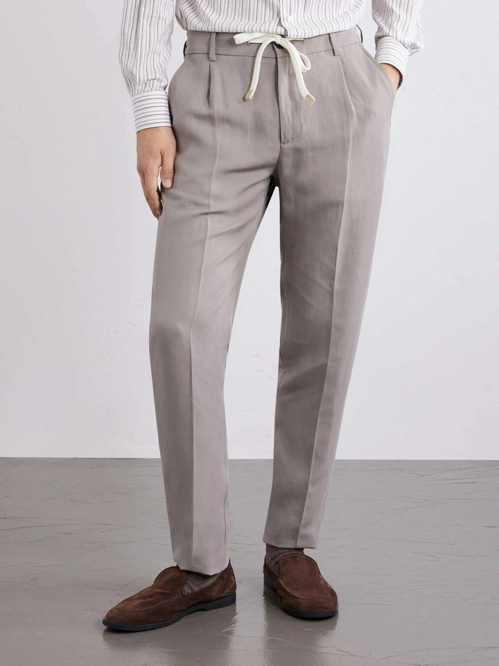 Straight-Leg Lyocell and Linen-Blend Trousers