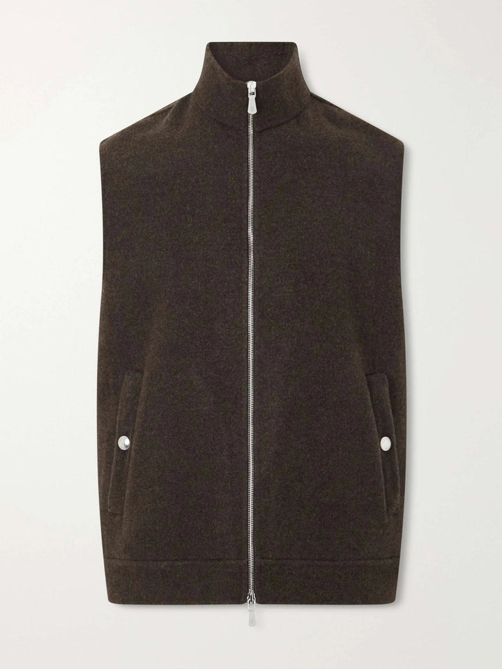 Brushed-Wool Zip-Up Gilet