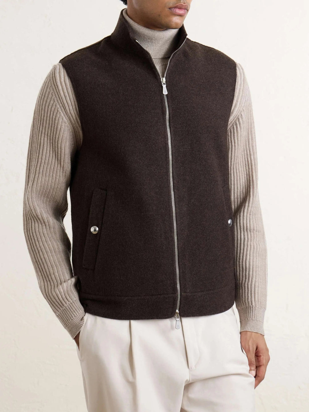 Brushed-Wool Zip-Up Gilet