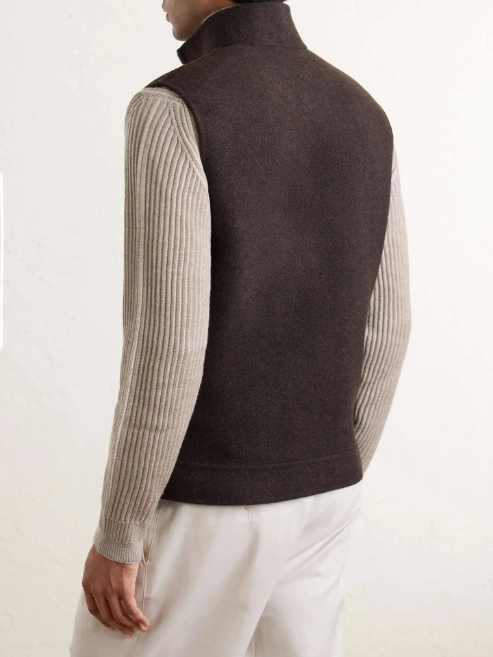 Brushed-Wool Zip-Up Gilet