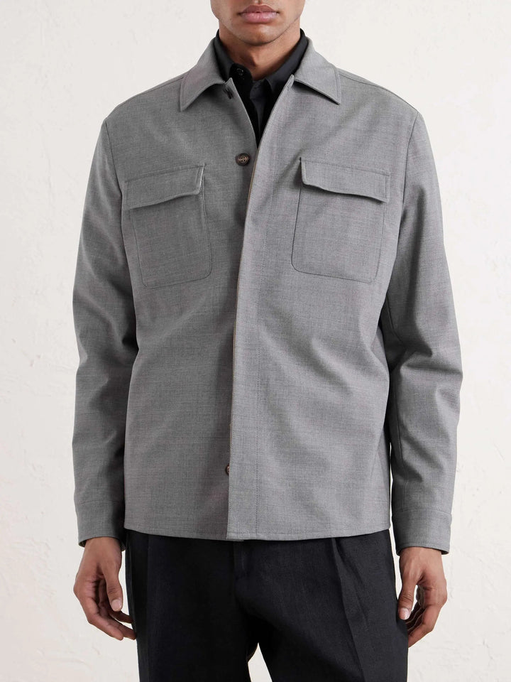 Wool-Blend Flannel Overshirt