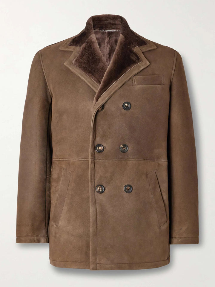 Double-Breasted Shearling Overcoat