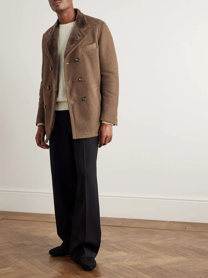 Double-Breasted Shearling Overcoat