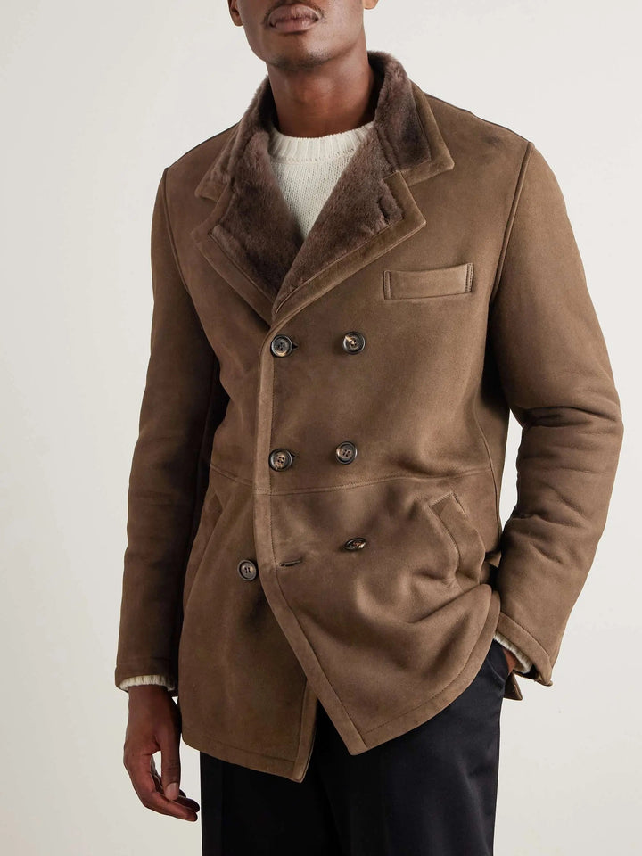 Double-Breasted Shearling Overcoat