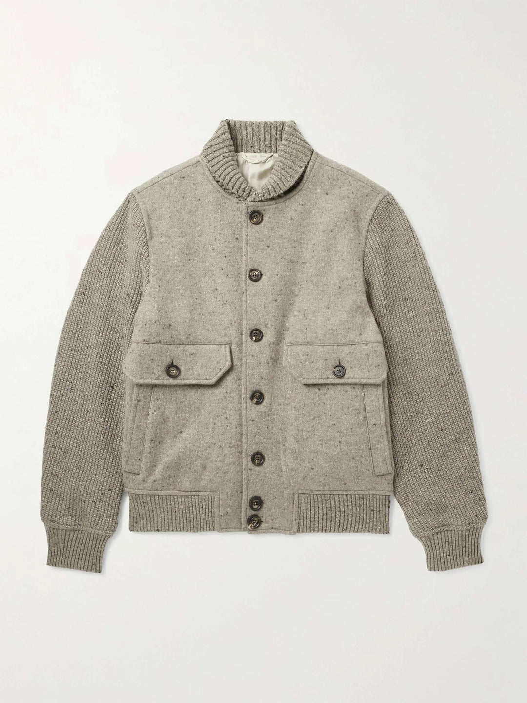 Shawl-Collar Wool and Cashmere-Blend Bomber Jacket