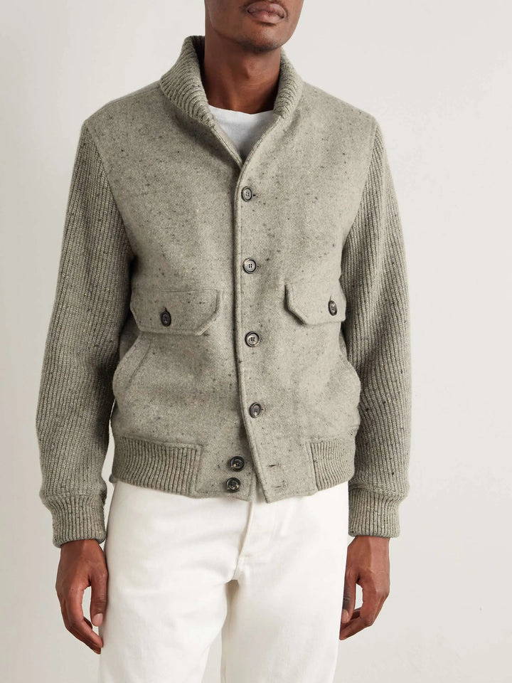 Shawl-Collar Wool and Cashmere-Blend Bomber Jacket