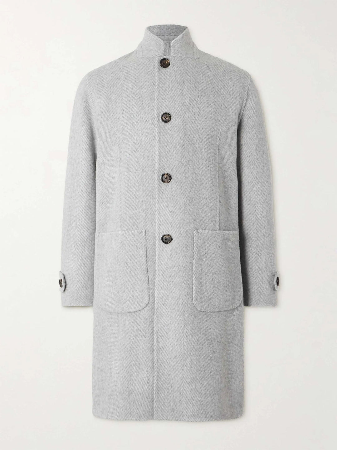 Herringbone Wool and Cashmere-Blend Overcoat