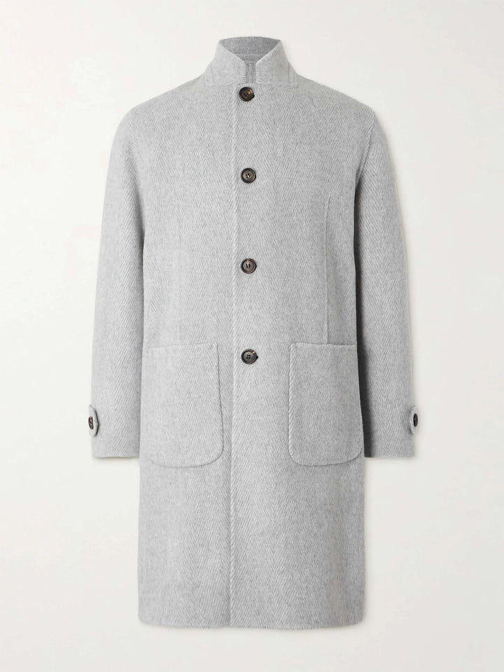 Herringbone Wool and Cashmere-Blend Overcoat