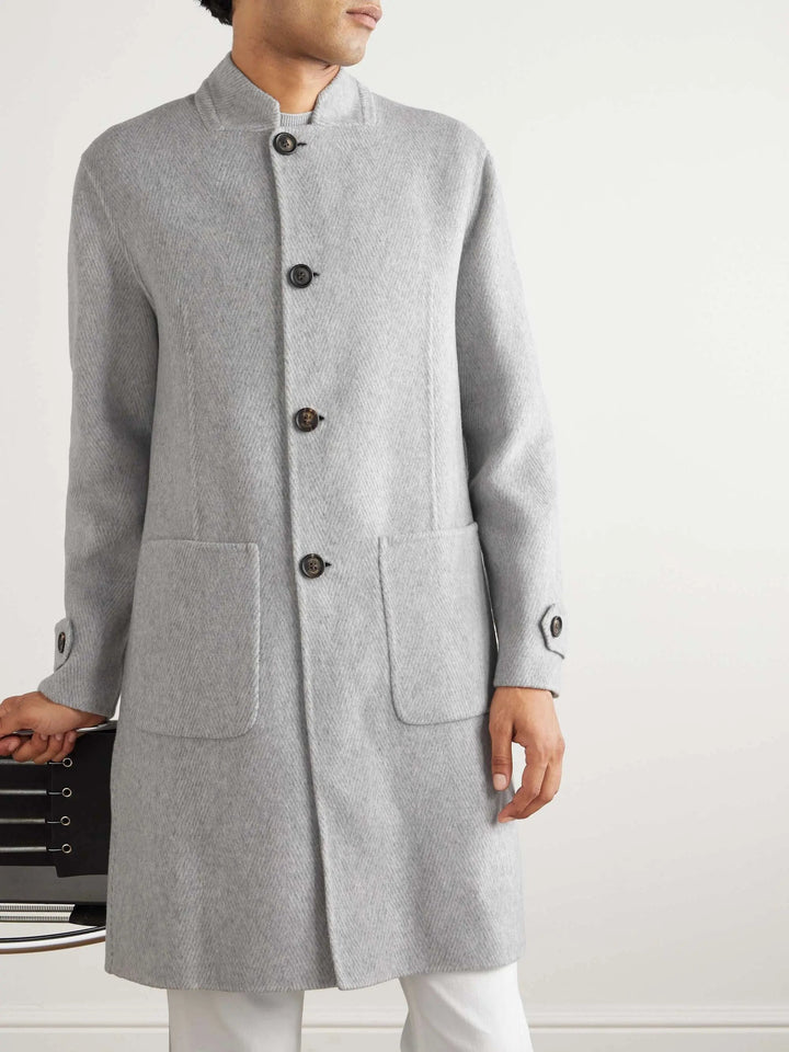 Herringbone Wool and Cashmere-Blend Overcoat