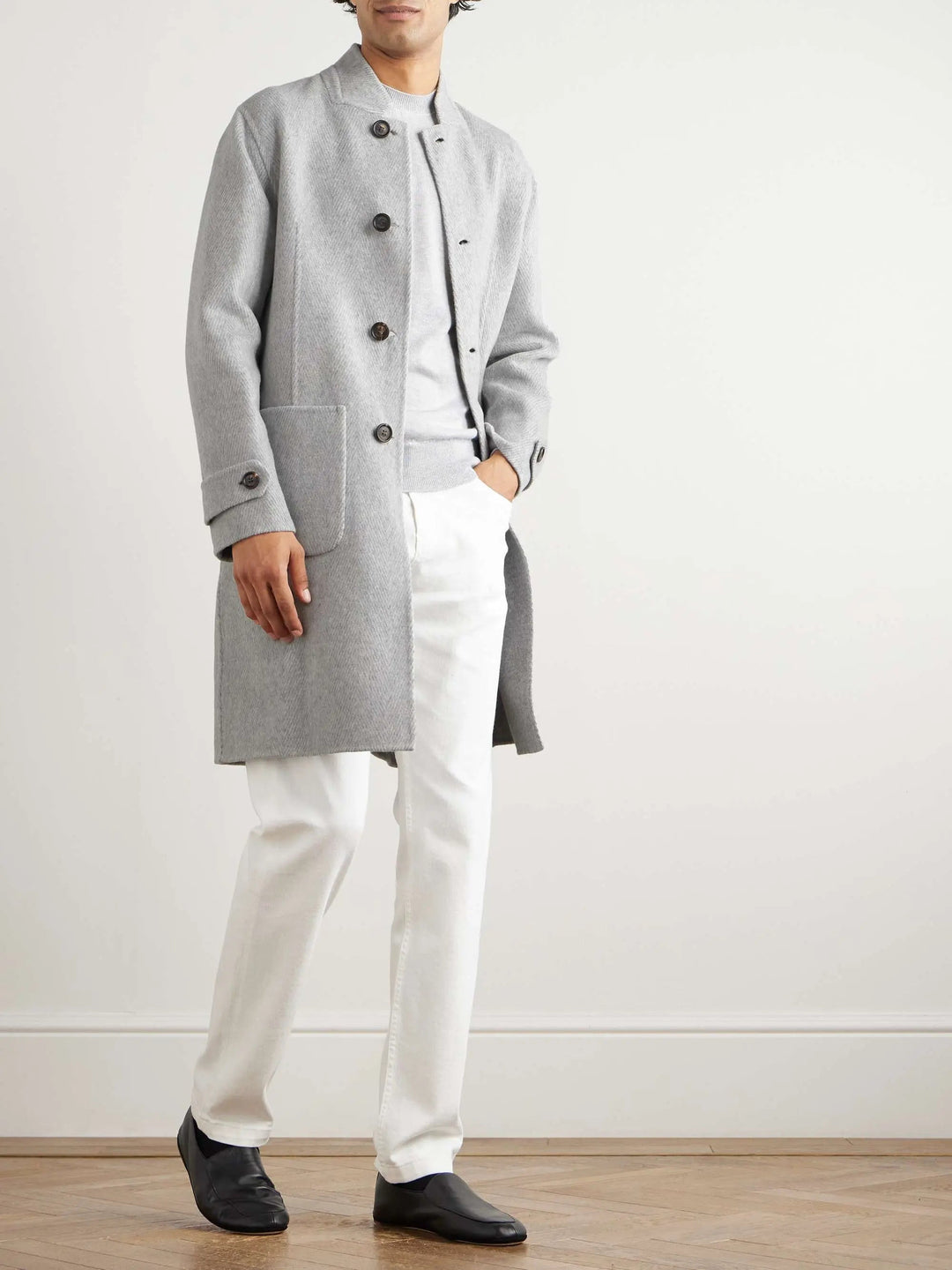 Herringbone Wool and Cashmere-Blend Overcoat