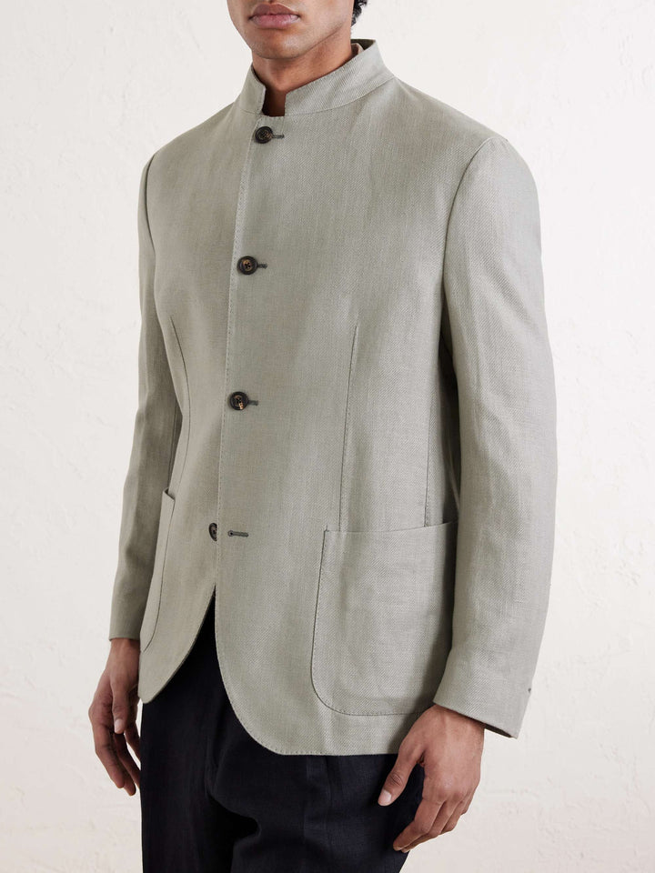 Slim-Fit Linen Blazer