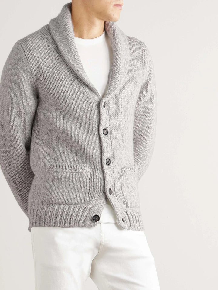 Slim-Fit Shawl-Collar Wool Cardigan