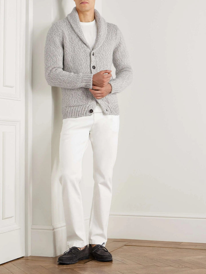 Slim-Fit Shawl-Collar Wool Cardigan