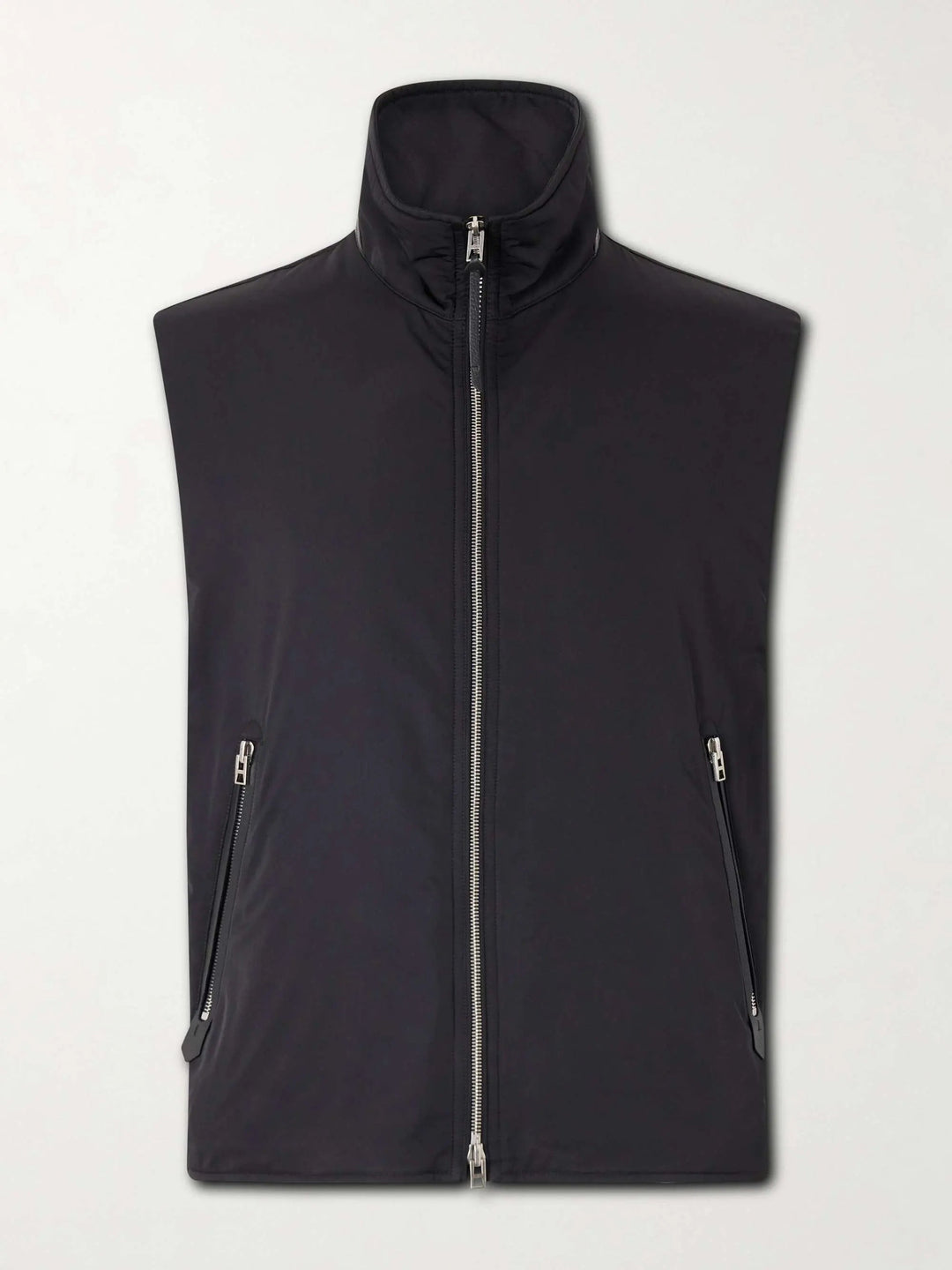 Leather-Trimmed Poplin Gilet