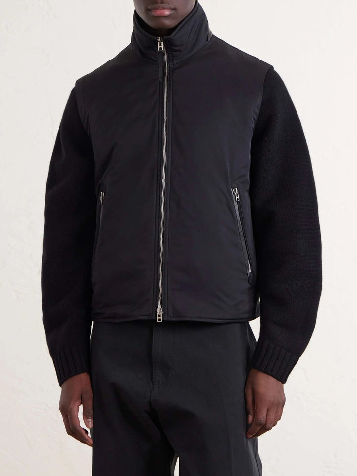 Leather-Trimmed Poplin Gilet