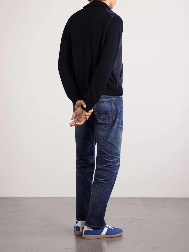 Merino Wool-Blend and Suede Bomber Jacket