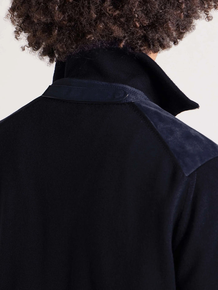 Merino Wool-Blend and Suede Bomber Jacket