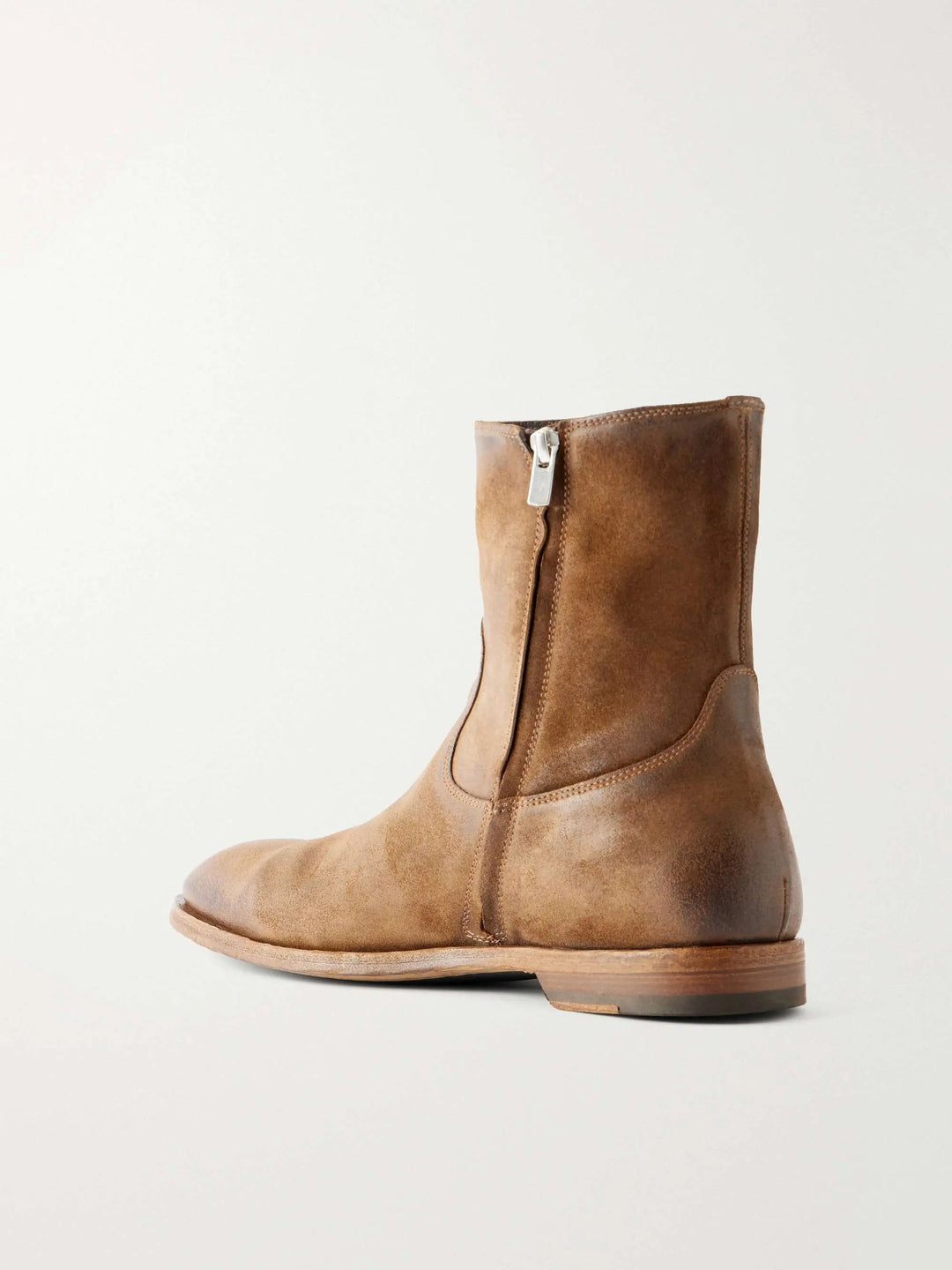 Waxed-Suede Biker Boots