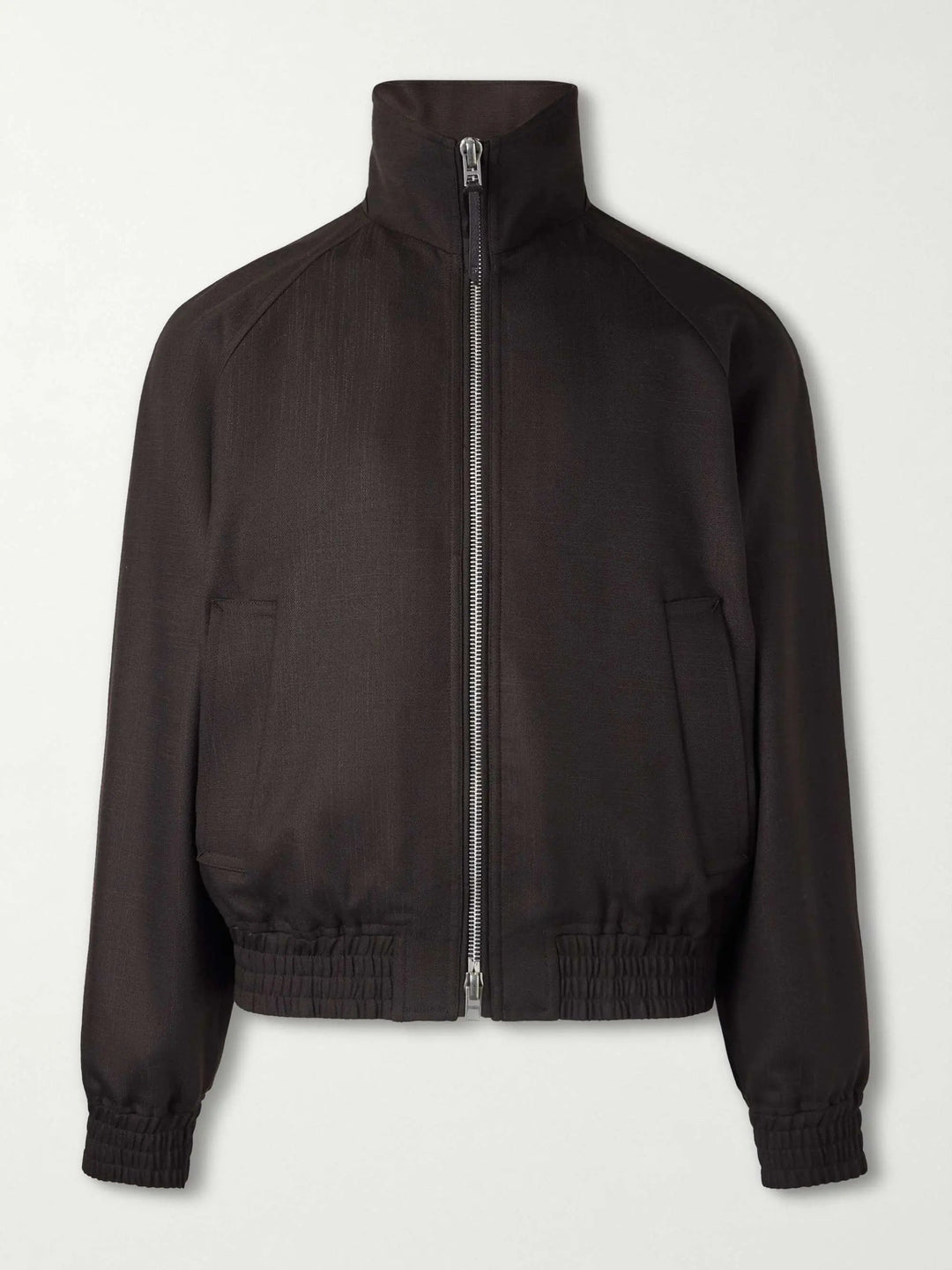 Leather-Trimmed Silk-Blend Jacket