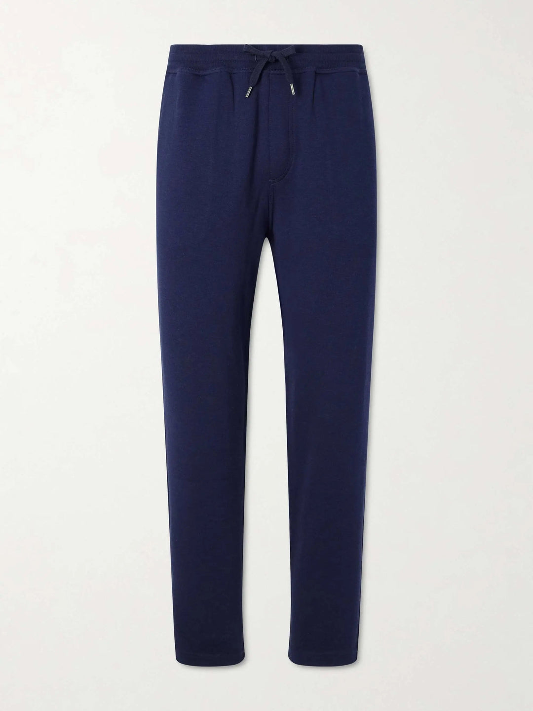 Tapered Cotton and Wool-Blend Jersey Sweatpants Navy