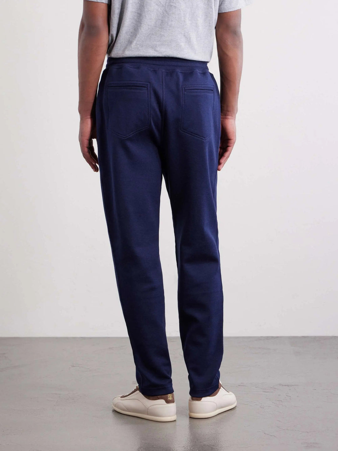 Tapered Cotton and Wool-Blend Jersey Sweatpants Navy