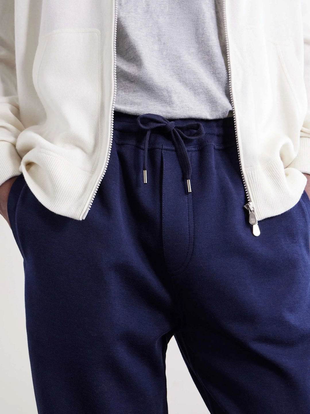 Tapered Cotton and Wool-Blend Jersey Sweatpants Navy