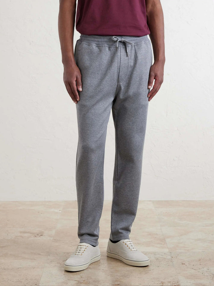 Tapered Cotton and Wool-Blend Jersey Sweatpants Gray