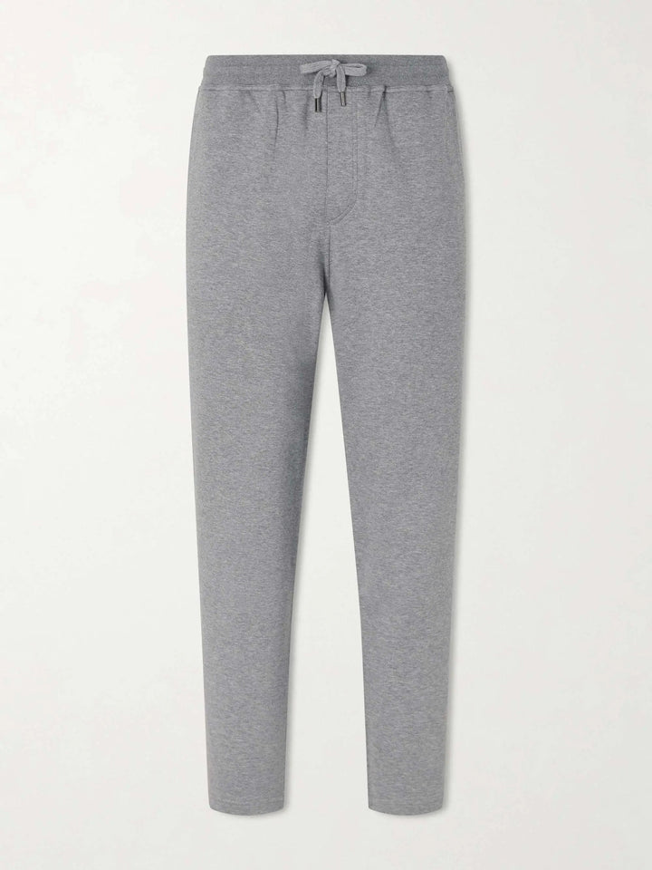 Tapered Cotton and Wool-Blend Jersey Sweatpants Gray