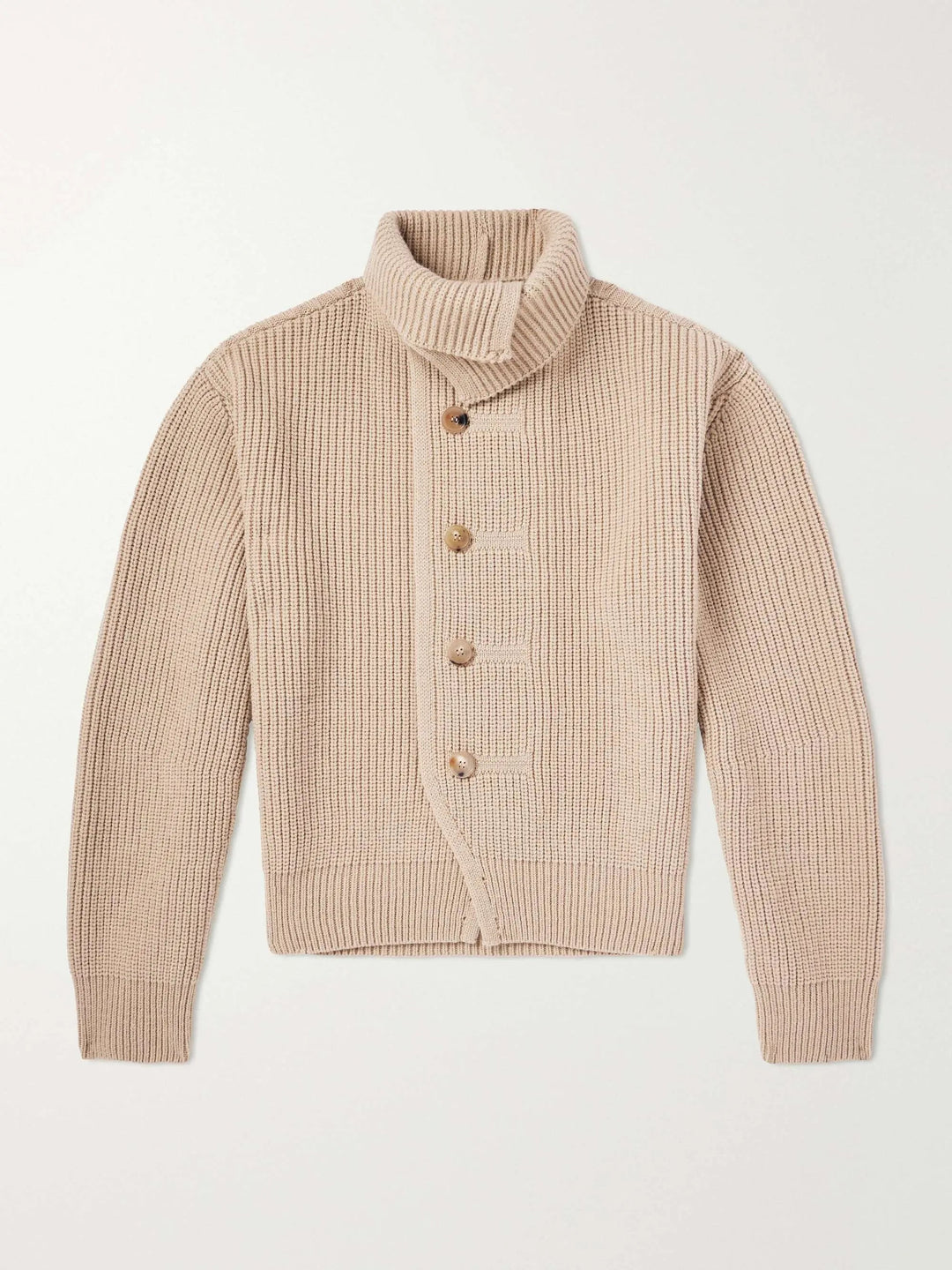 Ribbed Wool Cardigan Beige