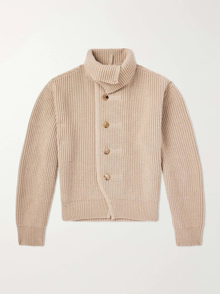 Ribbed Wool Cardigan Beige