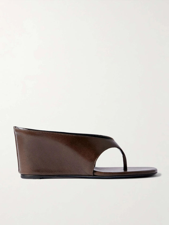 Leather wedge sandals