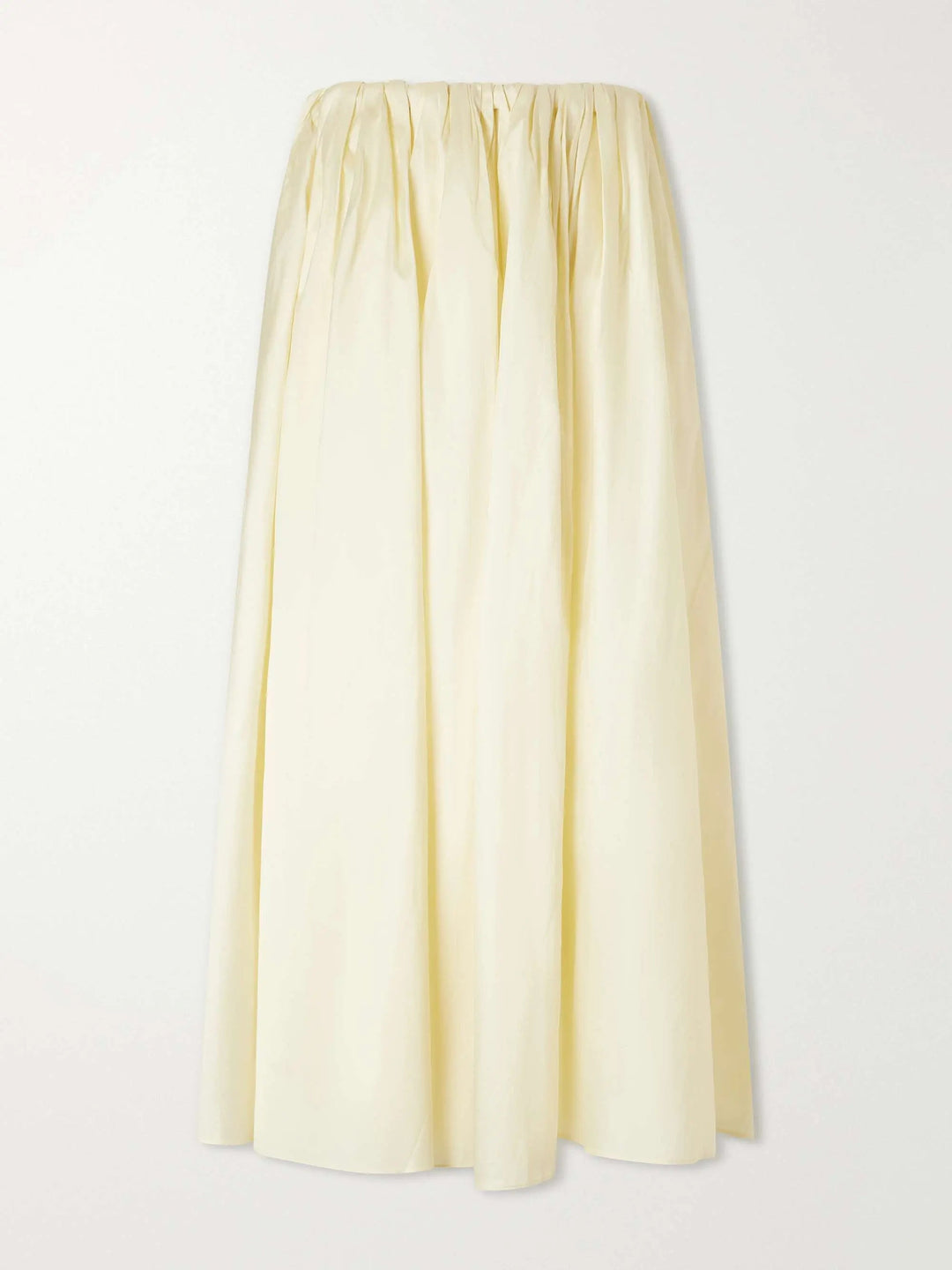 Pleated duchesse-satin midi skirt