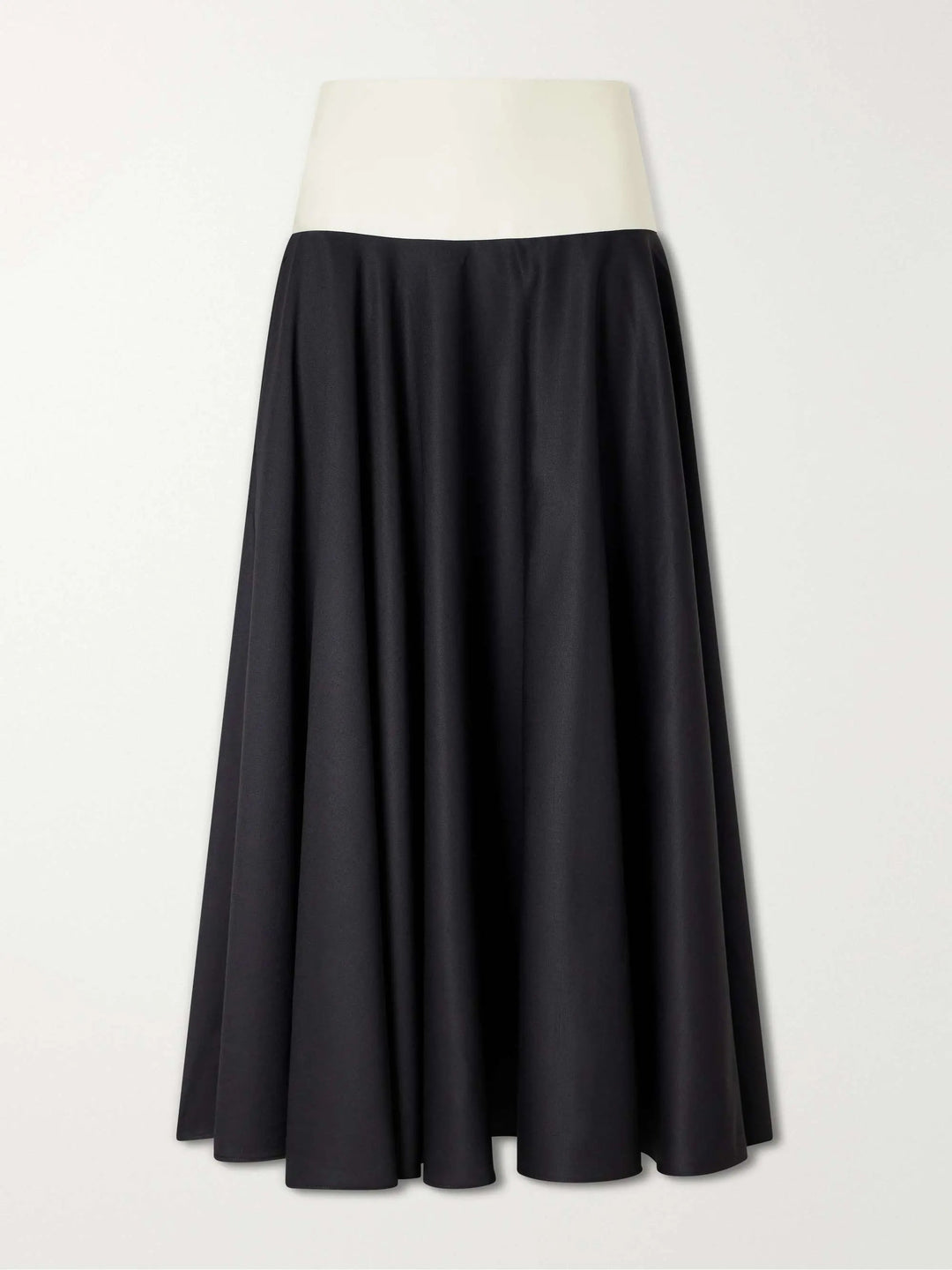 Pleated cotton-poplin midi skirt