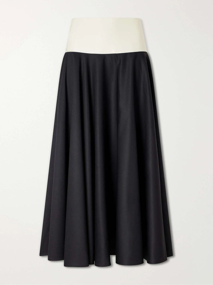 Pleated cotton-poplin midi skirt