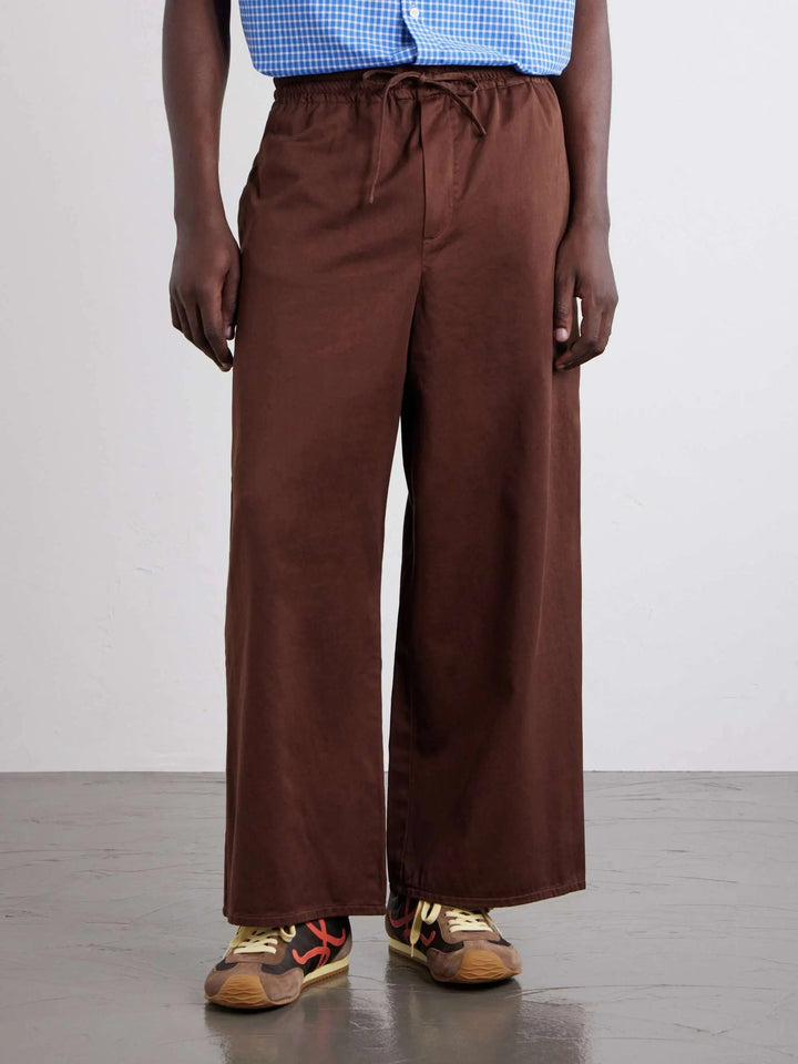 Wide-Leg Cotton Drawstring Trousers