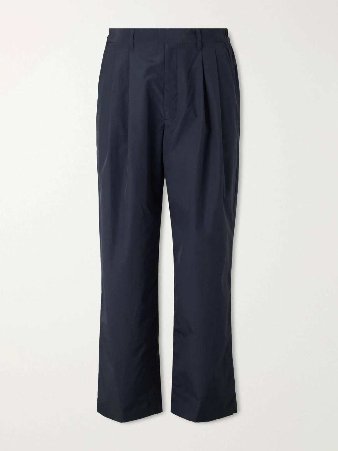 Wide-Leg Cotton-Blend Pleated Trousers