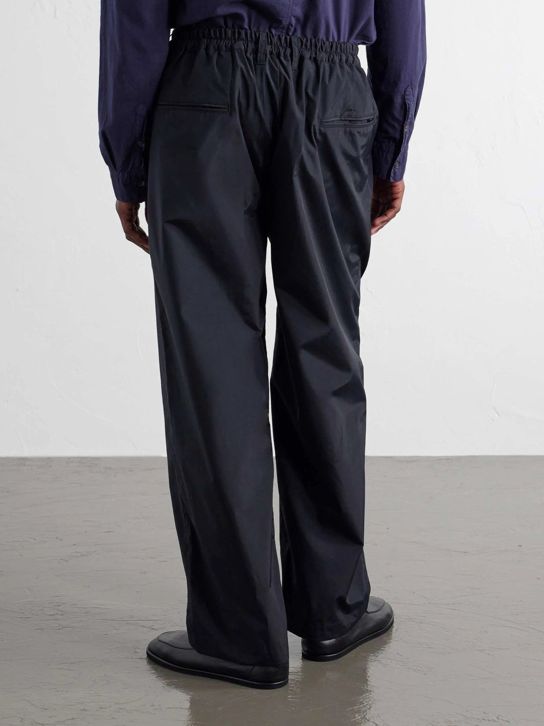 Wide-Leg Cotton-Blend Pleated Trousers