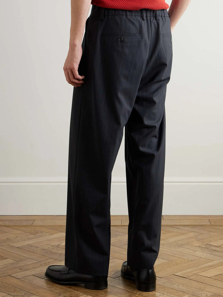 Pleated Pinstriped Woven Trousers