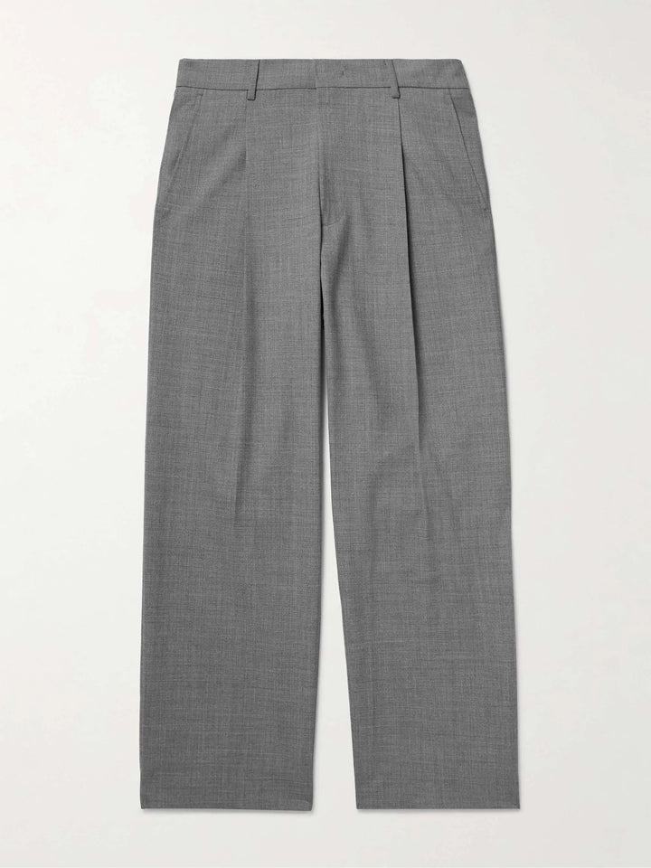 Pleated Pinstriped Woven Trousers